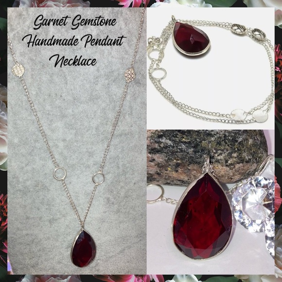 Elegant Garnet Gemstone Handmade Pendant Necklace - Picture 1 of 4